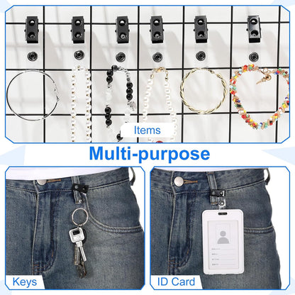 Marspark 200 Pack Metal Badge Clips with Clear PVC Straps Double Hole ID Badge Clips for Name Tag ID Cards and Holders, Office Supplies (Black)