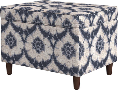 Home Decor | Dinah Collection Modern Storage Ottoman | Ottoman with Storage for Living Room & Bedroom(Blue Medallion Print)