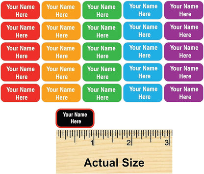 Personalized Waterproof Name Labels Press and Stick Custom Name Stick on Clothing Labels. Customized Up to 3 Lines Great for Camp & Daycare (Space)