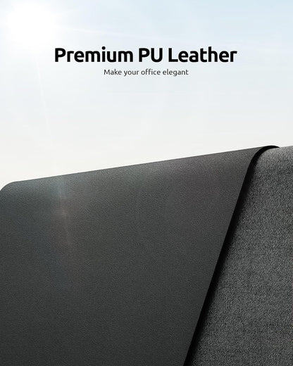 YSAGi Leather Desk Protector, Office Mat, Large Mouse Mat, Non-Slip PU Leather Blotter, Laptop Desk, Waterproof Writing Pad for Office and Home (Dark Grey, 23.6" x 13.8")