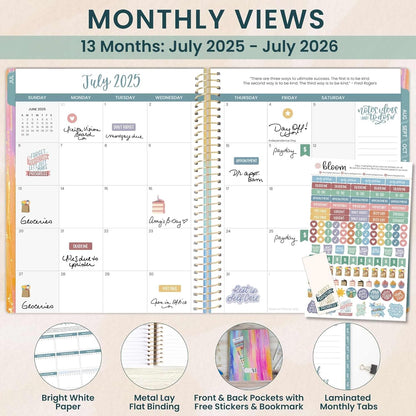 bloom daily planners 2025-2026 (8.5" x 11") Academic Year Daily Planner (July 2025 - July 2026) - Weekly & Monthly Dated Agenda Organizer with Stickers & Tabs - Creating A Life I Love