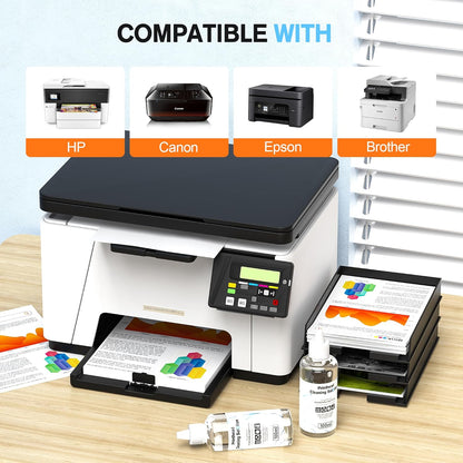 E-Z Ink Printer Cleaning Kit for Epson Ecotank Printer, Printerhead Cleaning kit for HP/Canon/Brother Inkjet Printers, Printhead Cleaning Solution, 100ML