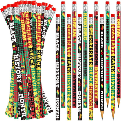 Cinrobiye 100 PCS Juneteenth & Black History Month Inspirational Wood Pencils with Eraser, Classroom Gifts, Bulk School Supplies, Kids Office Giveaways, Party Favors, Prizes