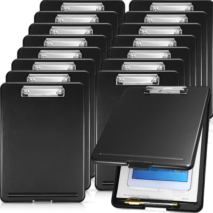 Geyee 16 Pcs Clipboard with Storage Plastic Foldable Nursing Clipboard Storage with Pen Holder 9. 5 x 13. 4 Inch Foldable Clip Board with Low Profile Clip for Student Teacher Nurse Office Supplies