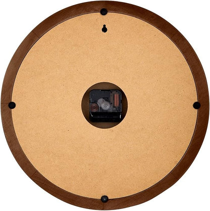 Adalene Wall Clocks Large Decorative For Living Room Decor 14 Inch Wooden Frame - Quiet Battery Operated Wood Wall Clock Silent Non Ticking Analog Quartz Movement, Large Numbers, For Kitchen, Bedrooms