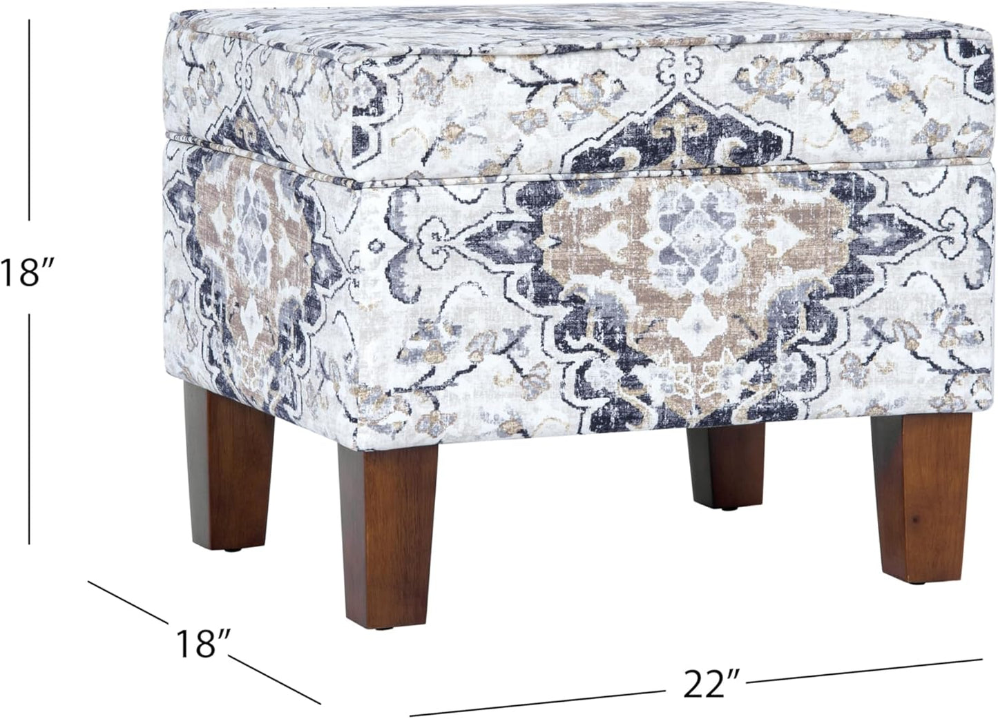 Home Decor | Dinah Collection Modern Storage Ottoman | Ottoman with Storage for Living Room & Bedroom(Antiqued Ebony Cream)