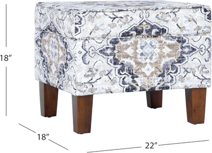 Home Decor | Dinah Collection Modern Storage Ottoman | Ottoman with Storage for Living Room & Bedroom(Antiqued Ebony Cream)