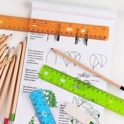 ZZTX 6 Pack Color Transparent Ruler Plastic Rulers 12 Inch, Metric Bulk Rulers with Inches and Centimeters, Kids Ruler for School, Home, Office