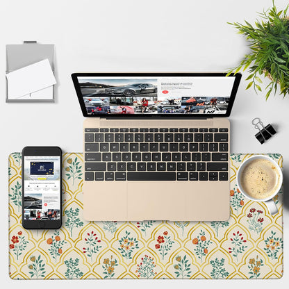 Large Mouse Pad Decorative Floral Gaming Desk Pad Computer Keyboard Non-Slip Waterproof Mouse Mat with Rubber Base and Stitched Edges Entertainment Office Writing Desk Mat 35.4 x 15.7 Inches