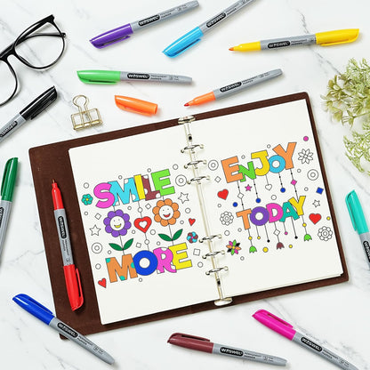 Permanent Markers Bulk, 144 Pack Permanent Marker Set, 12 Assorted Colors, Fine Point Tip, Fast Dry, Waterproof, work on Plastic, Glass, Metal, Wood and Stone, Perfect for School, Office, Home