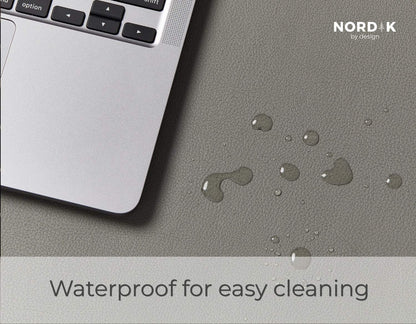Nordik Leather Desk Mat Cable Organizer - Alaskan Gray 35 X 17 inch - Premium Extended Mouse Mat for Home Office Accessories - Non-Slip Vegan Leather Desk Pad Protector & Desk Blotter Pad