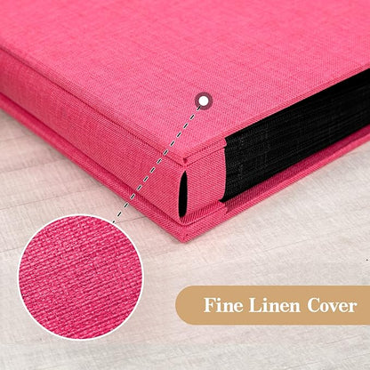 potricher Small Photo Album 4x6 300 Photos Linen Cover Picture Photo Book for Family Wedding Anniversary Baby Vacation (Rose Red,300 Pockets)