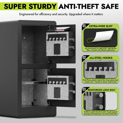 Extra Large Heavy Duty Double Door Home Safe Fireproof and Waterproof Bag Security Safe with Removable Shelves Digital Safes with Hidden Lock Box for Money Files Medicines (7.0 Cub Double Door)