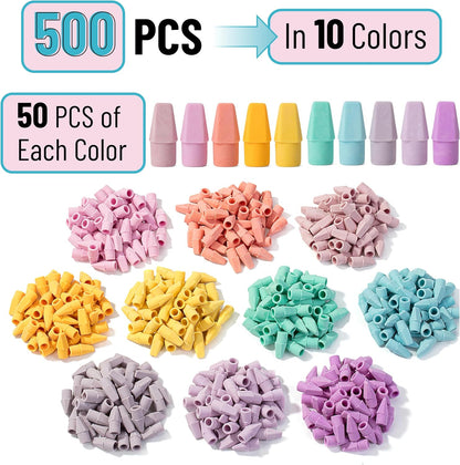 Mr. Pen- Pencil Erasers Toppers, 500 Pack, Colorful, Latex Free, No Smudge, Mr Pen Erasers for Pencils