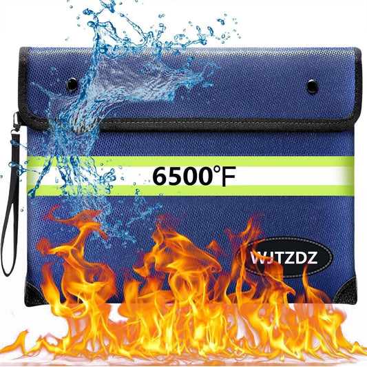 Upgraded Fireproof Money Bag,10 Layers of Heat Insulated Materials,6500°F Fireproof Bag with Waterproof Zipper/Reflective Strip with Handle for Cash,Important Documents（Not Suitable for A4 Files）