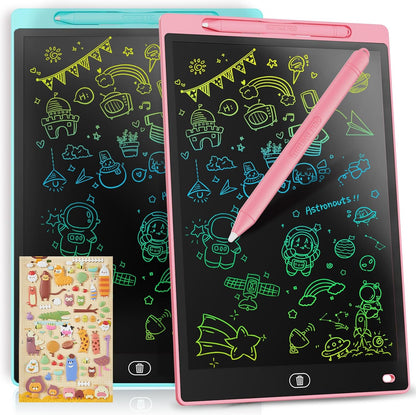 [2 Pack] Genialba LCD Writing Tablet 8.5-Inch Colorful Doodle Board, Toddler Learning Educational Toys Gifts for 3-8 Years Old Girls and Boys, Electronic Drawing Pad for Kids (Pink&Blue)
