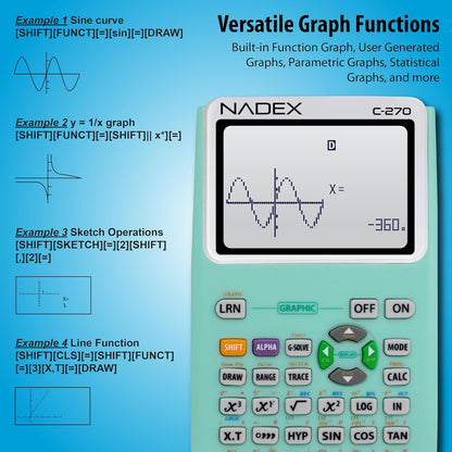 Scientific Calculator with Graph Functions for College and High School Students, Engineering, Advanced Mathematics, Calculus, Algebra, Geometery, Trigonometry, Statistics, Physics, Chemistry - Green