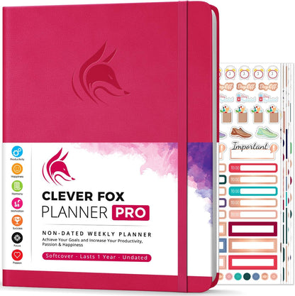 Clever Fox Planner PRO – Weekly & Monthly Life Planner to Increase Productivity, Time Management and Hit Your Goals, 8.5x11″ (Dark Pink)
