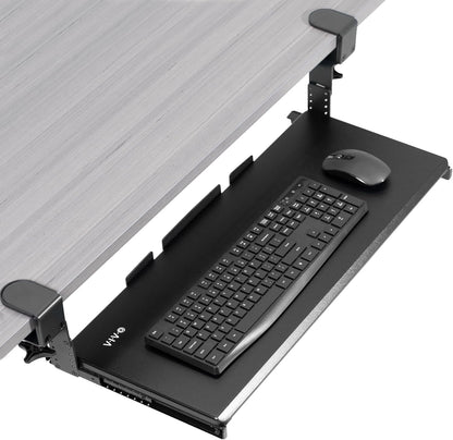 VIVO Large Height Adjustable Under Desk Keyboard Tray, C-clamp Mount System, 27(33 Including Clamps) x 11 inch Slide-Out Platform Computer Drawer for Typing, Black, MOUNT-KB05HB