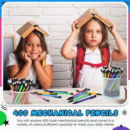 Colarr 400 Pieces Mechanical Pencils 0.7 mm with Eraser Pastel Art Pencils for Kid School Students Artist Writing Drawing Sketching