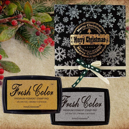 Stamp Pad, Ink Pads for Rubber Stamps, Wedding Card, Wedding Invitation, Stamps for Crafts, Scrapbooking Supplies, Card Making, Embossing Ink, Permanent Ink Pads, Non Toxic, Safe (Gold Ink Pad)