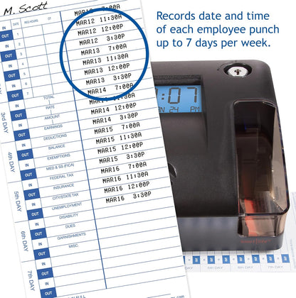 Pyramid Time Systems - 3600SS Dual Function Employee Time Clock and Document Stamp with SmartSite LED Alignment and Tri-View Window - Includes 25 Time Cards, Ribbon, 2 Security Keys