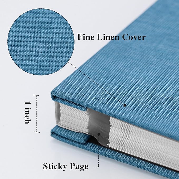 Vienrose Large Photo Album Self Adhesive for 4x6 8x10 10x12 Pictures Linen Scrapbook Album DIY 40 Blank Pages with A Metallic Pen