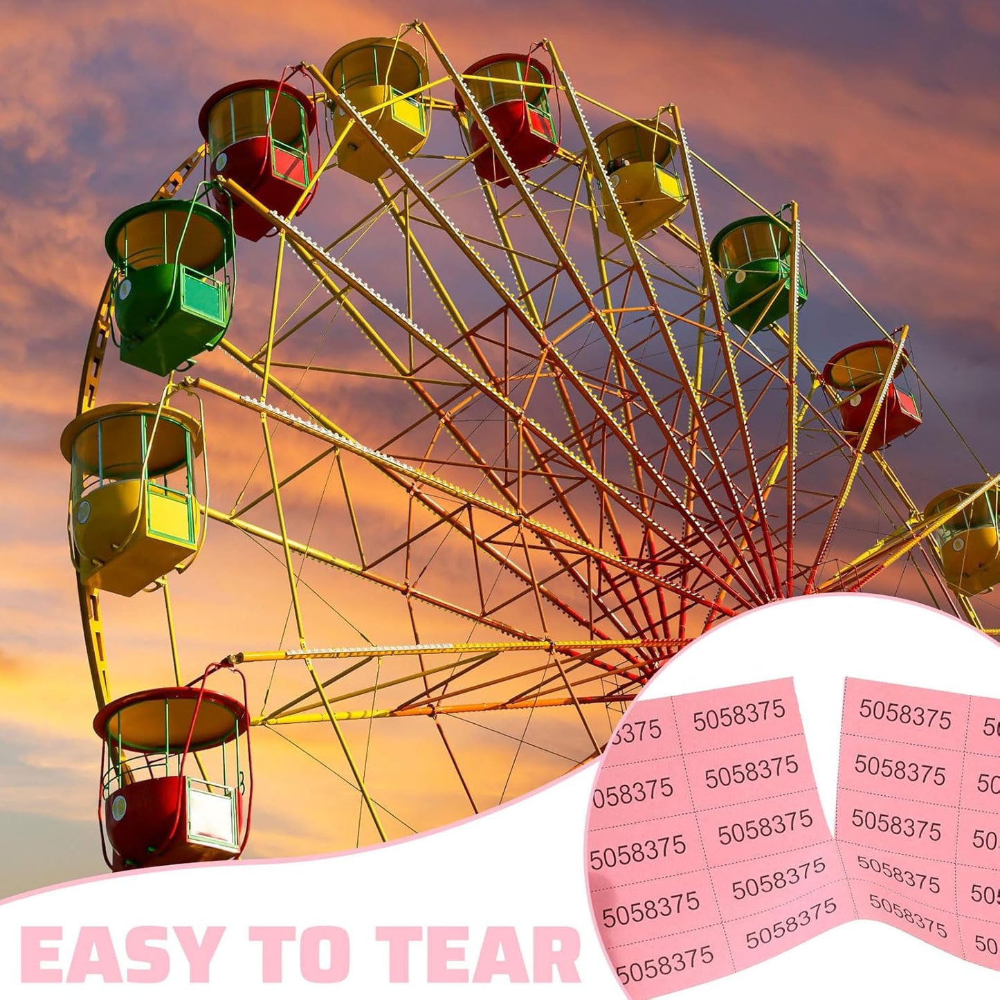 Kosiz 1000 Sheets 25 Bid Raffle Ticket Sheets Chinese Auction Tickets Numbers for Basket Events and Silent Auctions (Pink)