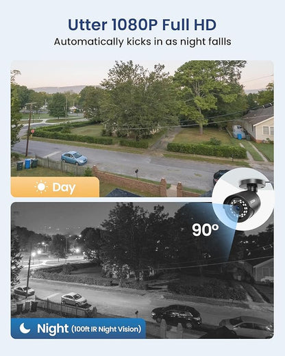 ZOSI 2MP 1080p HD Home Security Camera Outdoor Indoor (Hybrid 4-in-1 HD-CVI/TVI/AHD/960H Analog CVBS), 1920TVL Bullet Camera, 100ft Night Vision, 90° Wide Angle, Weatherproof Surveillance CCTV Camera