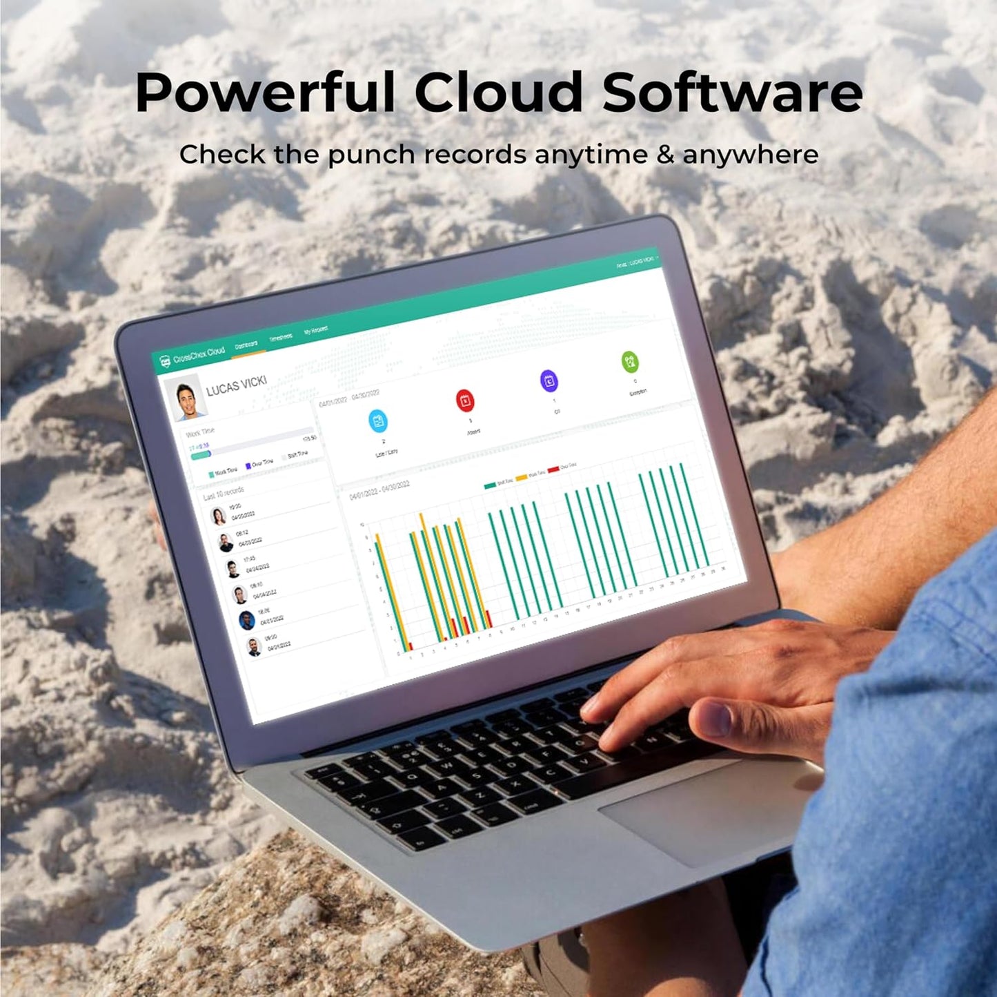 ANVIZ Time Clocks for Employees Small Business - CX2 Fingerprint Biometric Clock in and Out Machine - Forever Free Cloud Software, Black