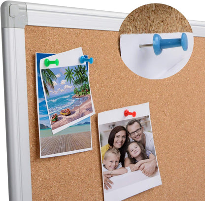 Board2by Large Cork Board Bulletin Board 48 x 36, Silver Aluminium Framed 4x3 Corkboard, Office Board for Wall Cork, Wall Mounted Notice Pin Board with 15 Push Pins for School, Home & Office