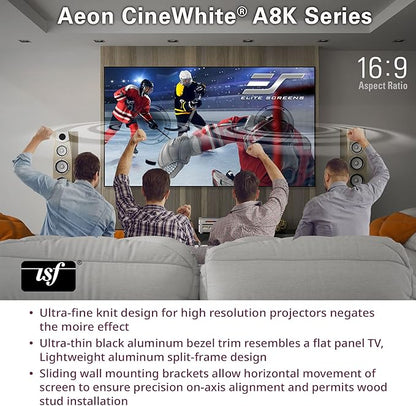 Elite Screens Aeon CineWhite A8K Wide, 158-INCH DIAG, 2.35:1 Aspect Ratio, Acoustically Transparent Perforated Weave, AR158CA8K-WIDE
