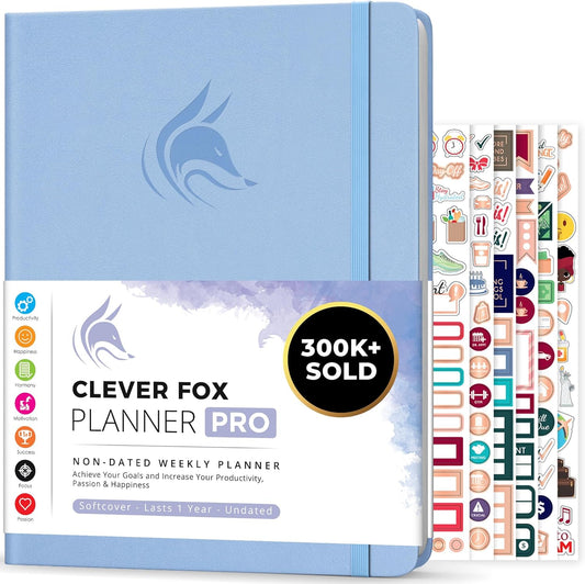 Clever Fox Planner PRO – Weekly & Monthly Life Planner to Increase Productivity, Time Management and Hit Your Goals, 8.5x11″ (Periwinkle)