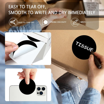 PARLAIM 3" Diameter Round Black Color Coding Sticker, 4 Rolls 2000PCS Circle Dot Label,Permanent for Inventory Box Labeling
