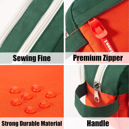 Sooez High Capacity Pencil Case, Big Pencil Bag Pouch Box Organizer Pen Case, Portable Journaling Supplies with Easy Grip Handle & Loop, Aesthetic Supply for Girls Adults, Orange