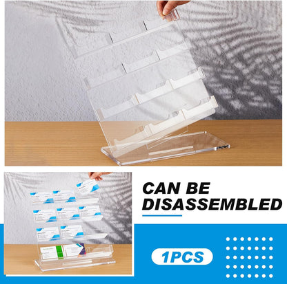 Business Card Holder for Desk 12 Slots Freestanding Acrylic Business Card Holder Display Stand Multiple Organizer for Office Meeting Exhibition Home