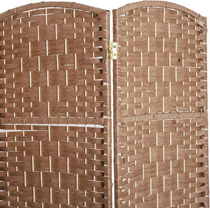 HOMCOM Room Divider, 6 Panel Folding Privacy Screen, 6FT Tall Portable Wicker Weave Partition Wall Divider for Bedroom, Home Office, Natural