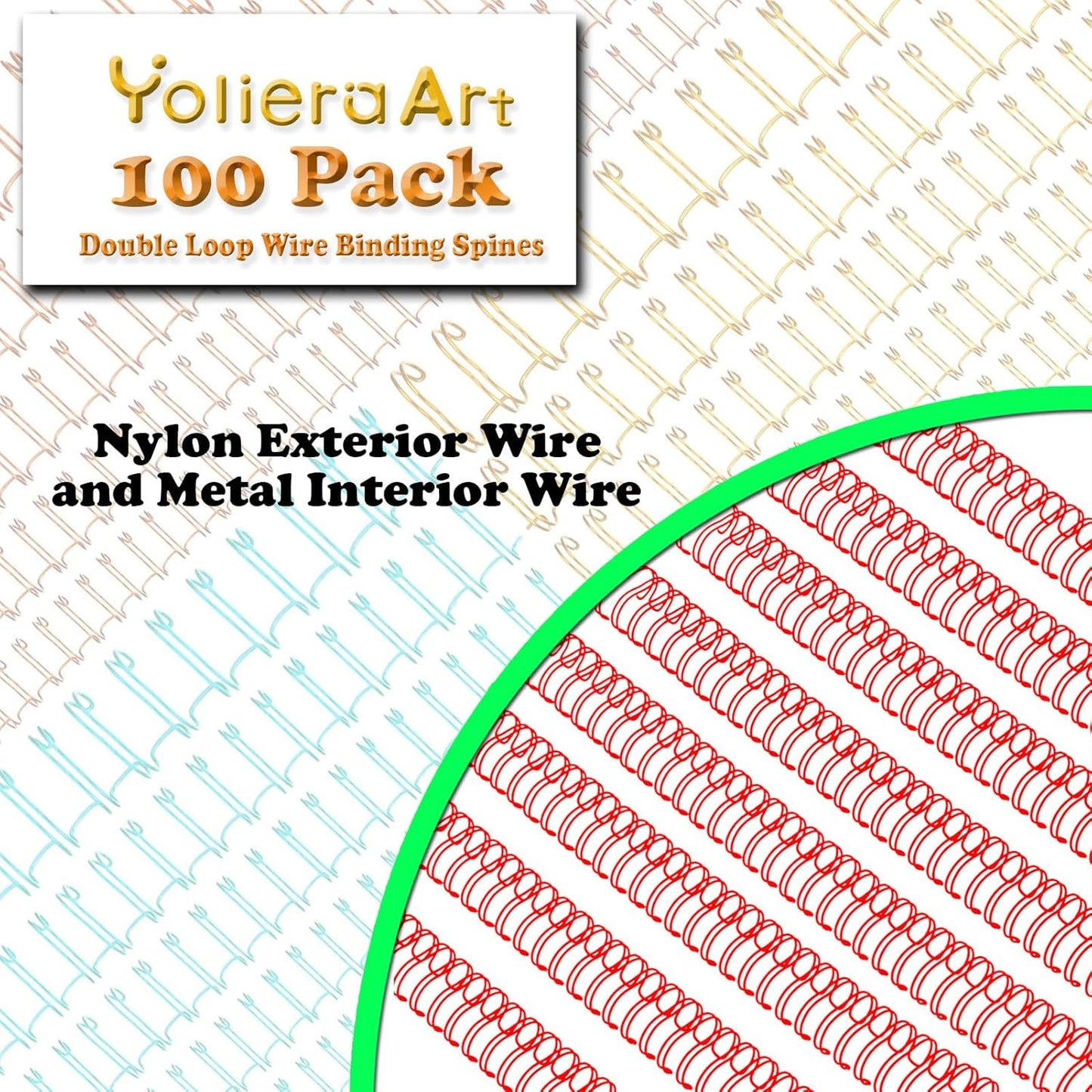 100 Pack Double Loop Wire Binding Spines, YolieraArt Wire Binding Spines, 7/16 Inch Binding Wire for Letter Size (80 Sheet Capacity, 100P, 3:1 Pitch, Red)