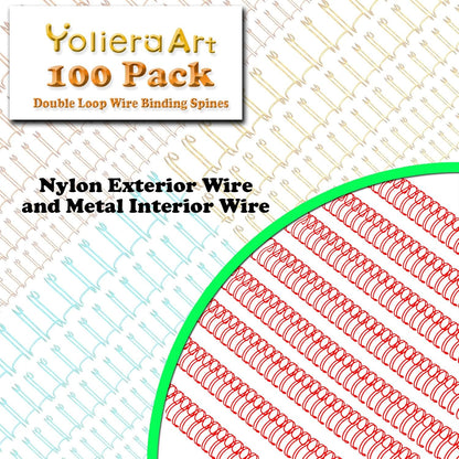 100 Pack Double Loop Wire Binding Spines, YolieraArt Wire Binding Spines, 7/16 Inch Binding Wire for Letter Size (80 Sheet Capacity, 100P, 3:1 Pitch, Red)