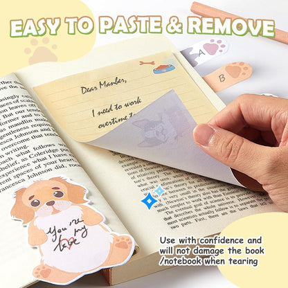Hommie Cute Sticky Notes, Dog Sticky Notes Set Planner Dividers Self-Stick Notes Pads Animal Divider Tabs Bundle Writing Memo for Dog Lovers Office School Supplies