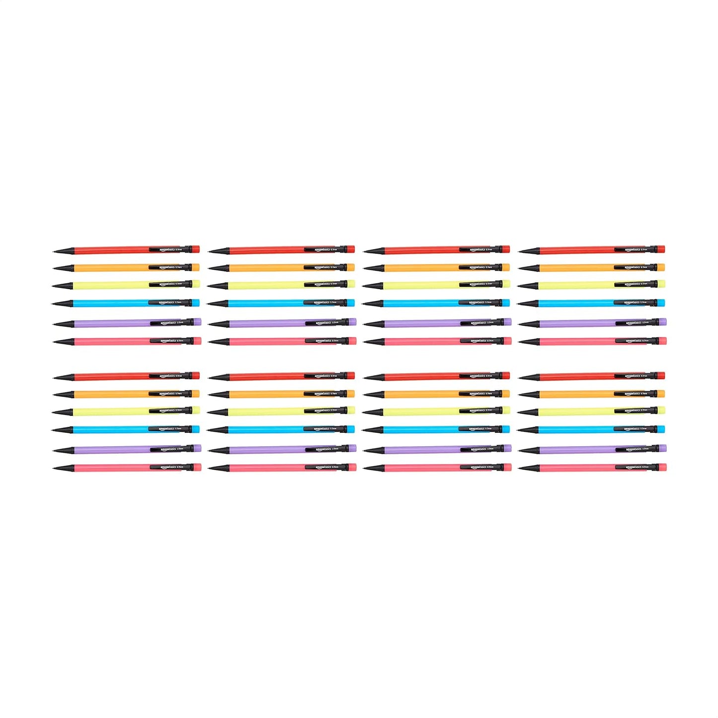 Amazon Basics Mechanical Pencils 0.7mm For Writing, Drawing, Bulk Office and School Supplies, Multicolor, 48-Pack