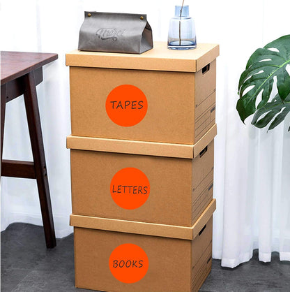 PARLAIM 3 Inch Round Permanent Color-Code Dot Stickers, 500 Color Coding Circle Labels per Roll, 3" Dispenser Box for Inventory, Orange