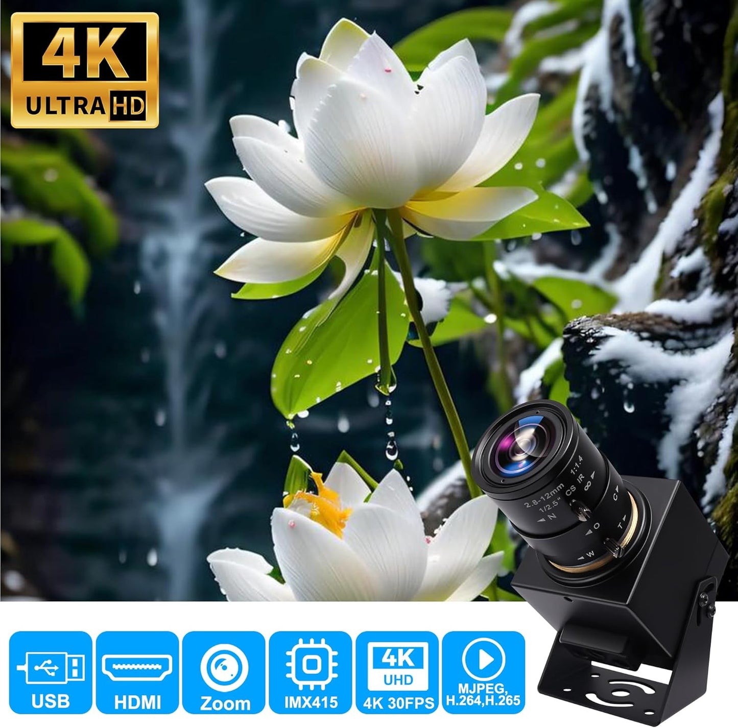 SVPRO 4K USB HDMI Camera Manual Zoom Webcam for Close Up with 2.8-12mm Variable Lens,Plug and Play Camera for Industrial,Streaming and Home Video