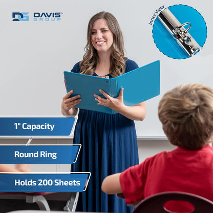 Easyview Premium 3-Ring Binders with Clear-View Covers and Round Rings, Binders for School or Office, 1 Inch, Pack of 4, Fashion Colors