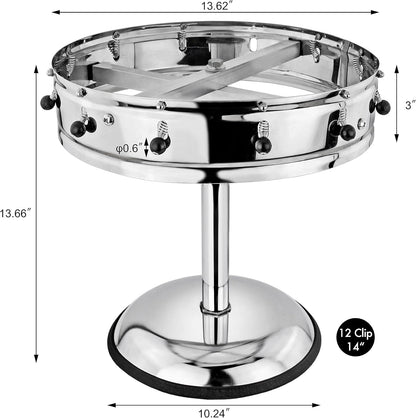 New Star Stainless Steel Order Wheel Ticket Holder, 12 Clips, 14-Inch Dia with 10-Inch Chrome Heavy Base, 1 Piece