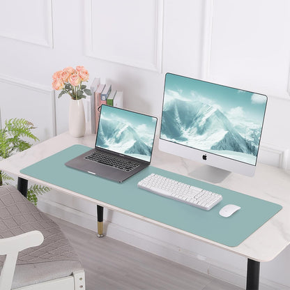 Leather Desk pad Protector, Large Desk mat with Natural Cork & PU Leather,Mouse pad,Non-Slip Office Desk Mat,Waterproof Desk Writing Pad for Office and Home (47in*23.7in, Light Blue)