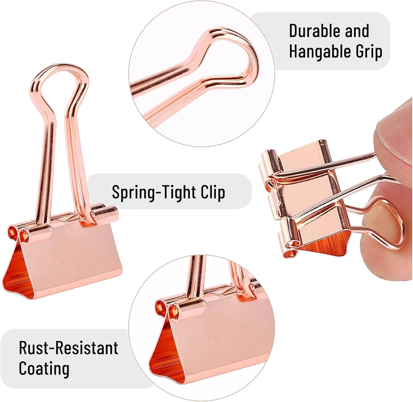 Mr. Pen- Binder Clips, Minirose Gold, 50 Pack, 0.75in Paper Clips
