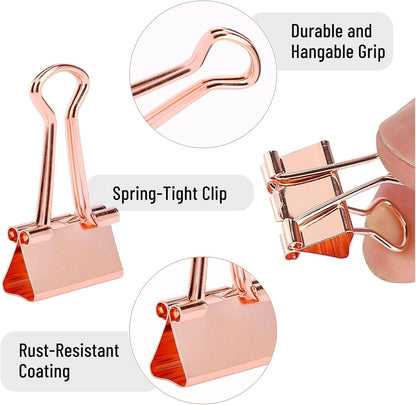 Mr. Pen- Binder Clips, Minirose Gold, 50 Pack, 0.75in Paper Clips