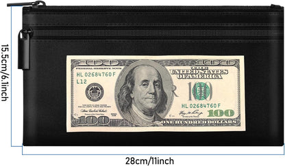 HAUTOCO 2 Pack Money Bag with Zipper 11x6.1 inch Money Pouch with Lined PU Leather Bank Bag Two Pockets Utility Wallet for Cash Check Receipt Coins Cosmetics