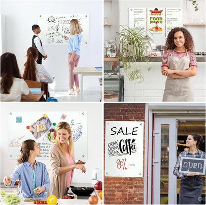 H-Qprobd Glass Whiteboard 36"x24" Magnetic Dry Erase White Board for Wall, Includes 12 Magnets, 8 Markers and 2 Erasers